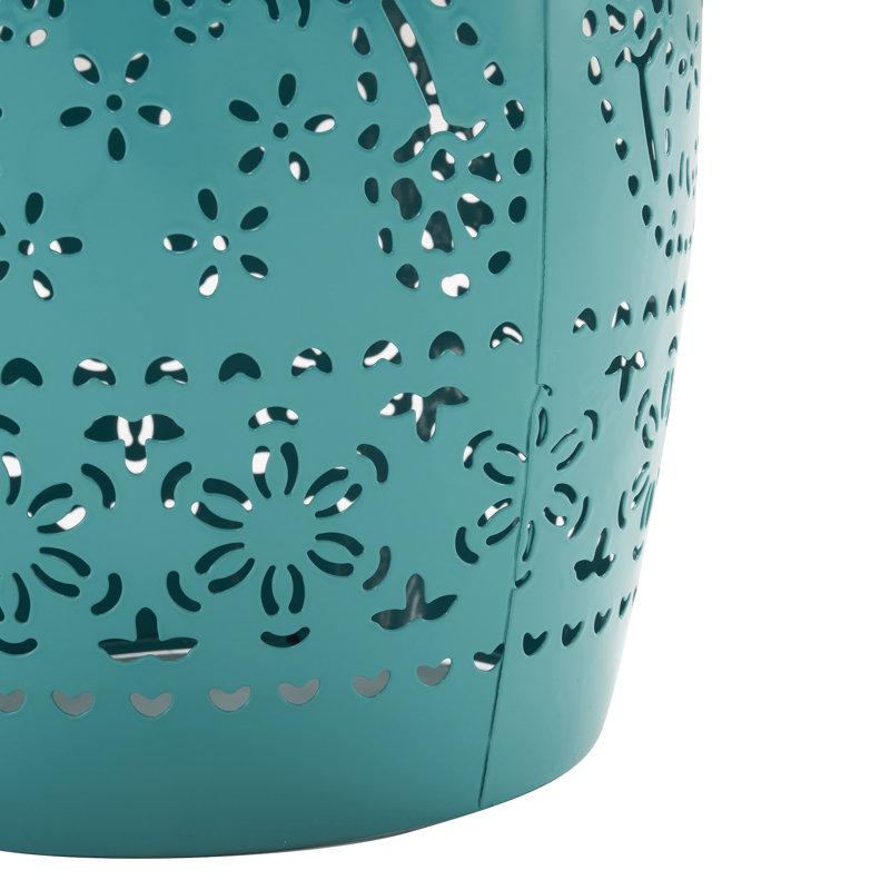 Table d'appoint en métal avec plateau en céramique Ifrane, Bleu sarcelle