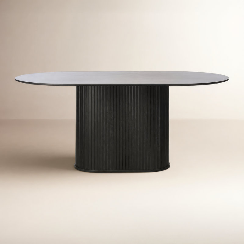 Iris Oak Oval Dining Table, Black Oak