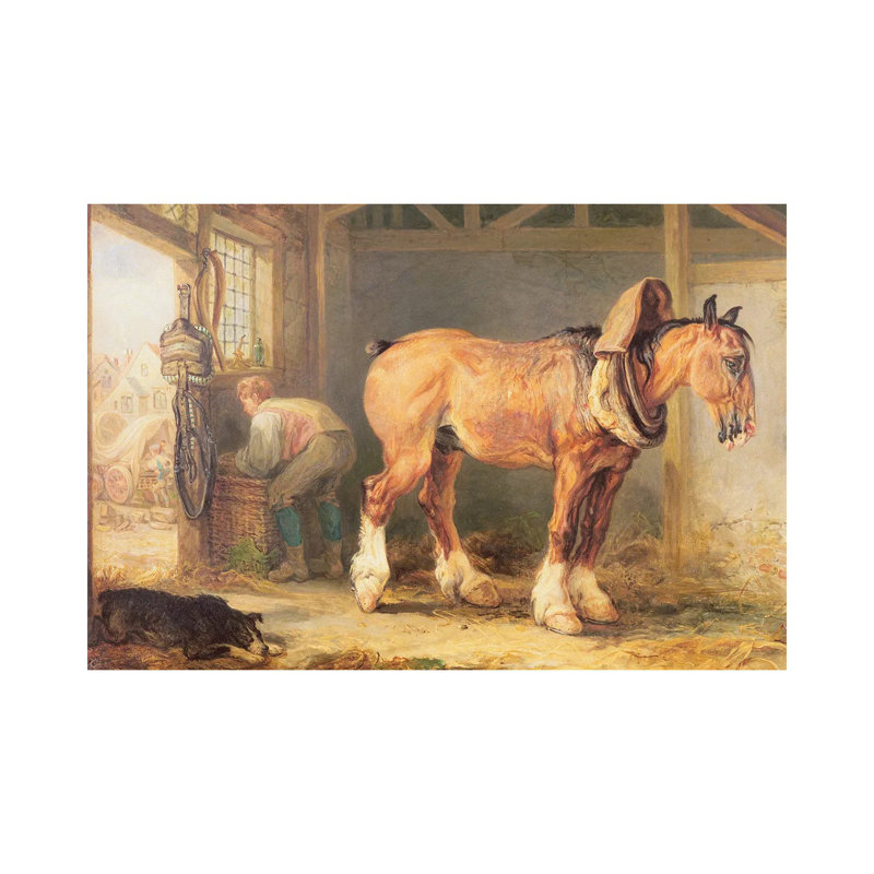 A Groom with Carthorse in a Stable 1 Piece Wrapped Canvas Painting, 101.6 cm H x 66.04 cm W x 3.175 cm D