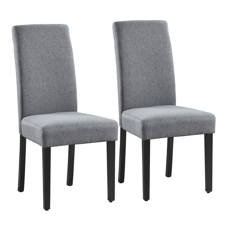 Linen Fabric Upholstered Parsons Dining Chairs Gray (Set of 2), Gray, 2