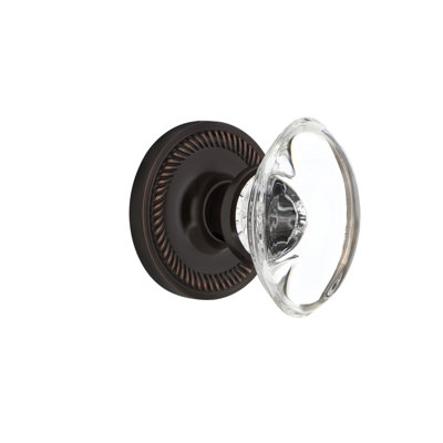 Rope Rosette with Oval Clear Crystal Door Knob
