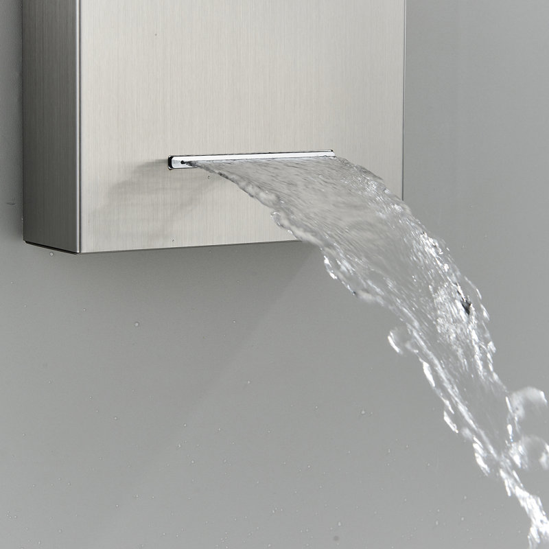 Panneau de douche 45 po avec pomme de douche fixe, Nickel brossé