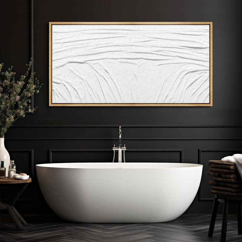 " White Abstract Elegant Minimalist Rustic Retro Art Decor Extra Large Pictures (Not Textured) ", 30" H x 60" W, Natural