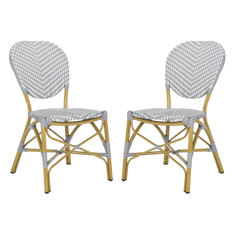 Chaise de patio empilable Oswaldo, Gris / blanc