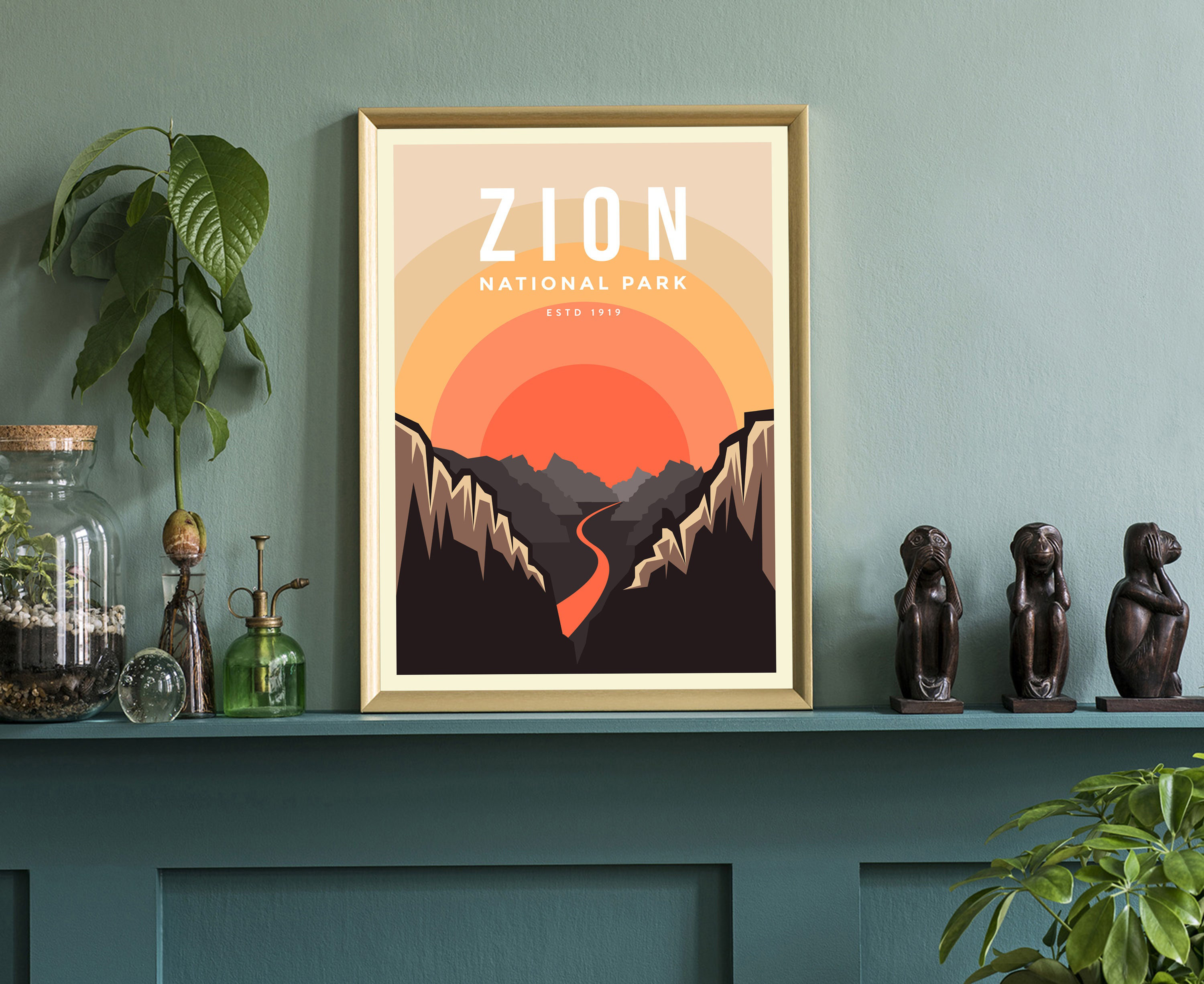 Trinx Zion National Park Utah, Travel Poster Print, Unframed Print ...