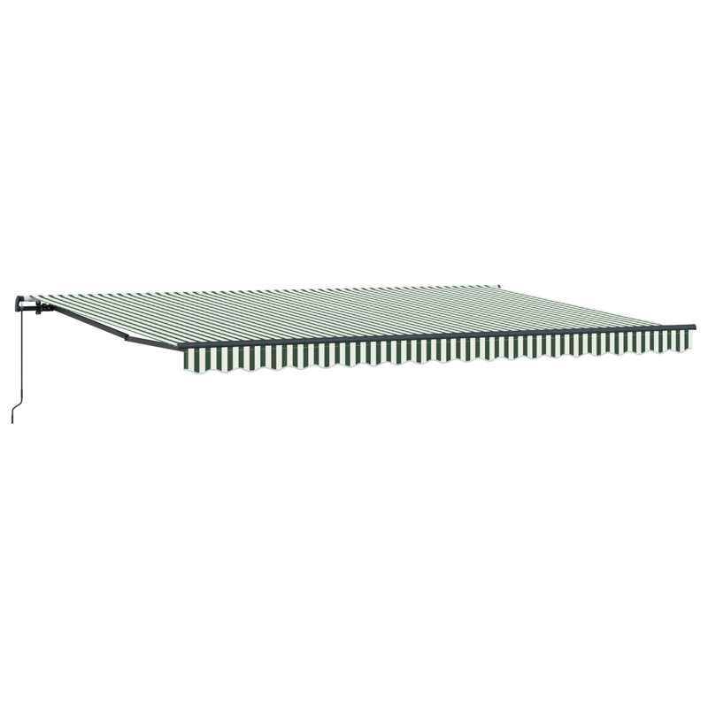 Brayden Studio 300cm D PVC-coated polyester Cover Retractable Patio Awning, Green/White Striped, 500 cm W x 300 cm D