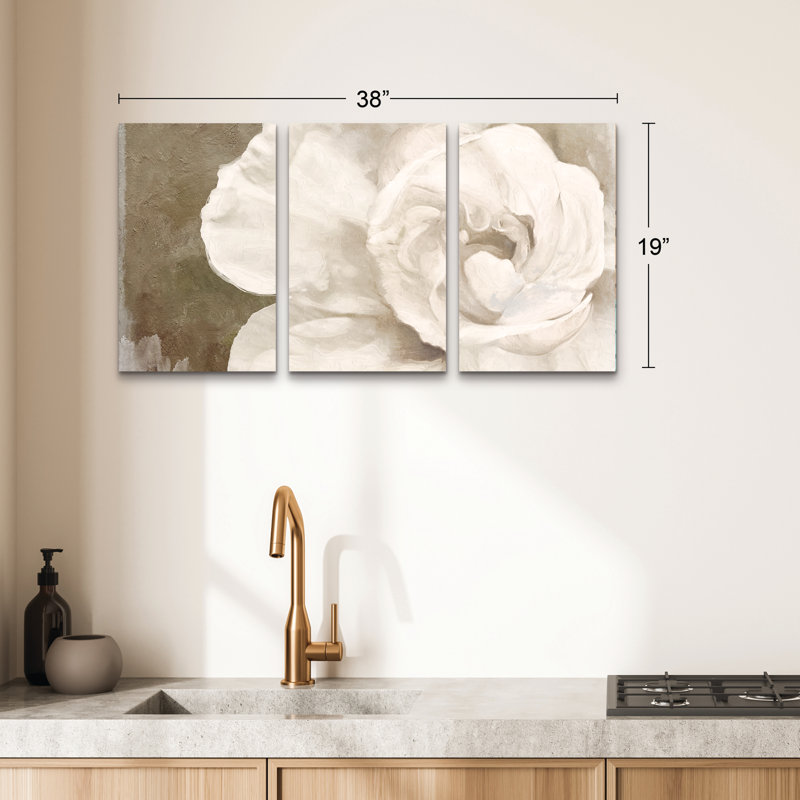 Ensemble de 3 panneaux muraux - Petals Impasto II 