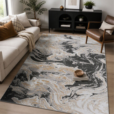Tapis abstrait de style moderne et contemporain pour le salon et la chambre à coucher, 6 pi 7 po x 9 pi