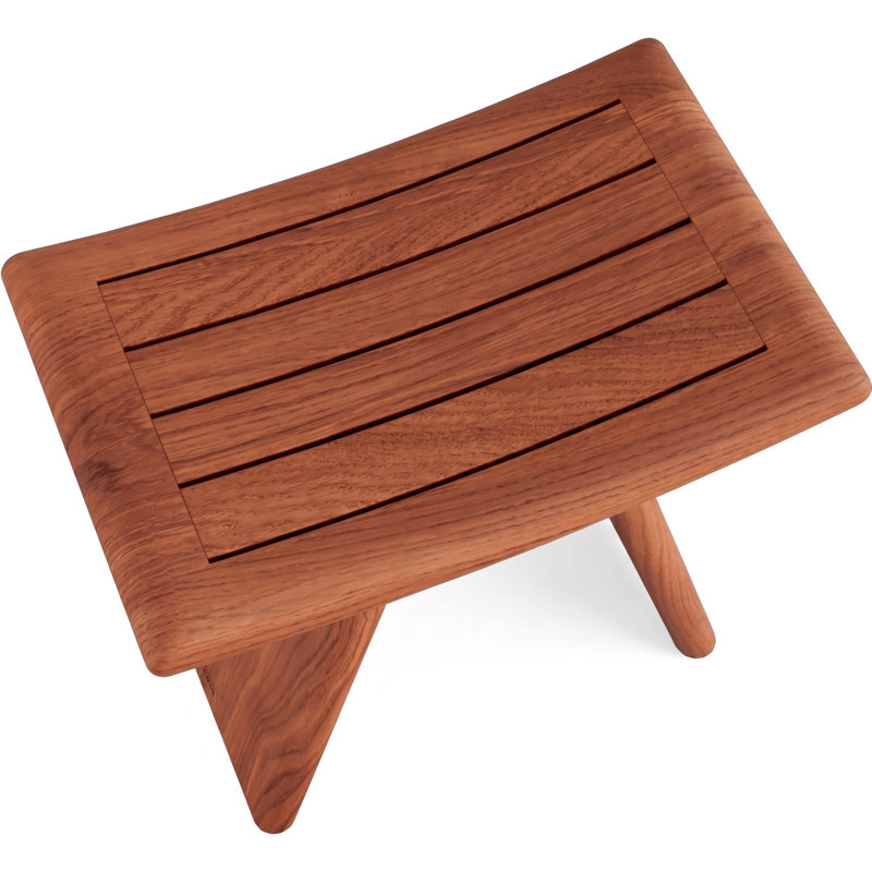 18" Asia-Bjon Slatted Teak Shower Bench, Teak Oil