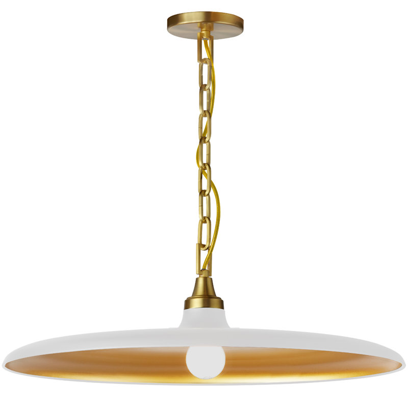 Dillsboro 1 - Light Pendant, 7.5" H x 24" W x 24" D, Matte White, Aged Brass