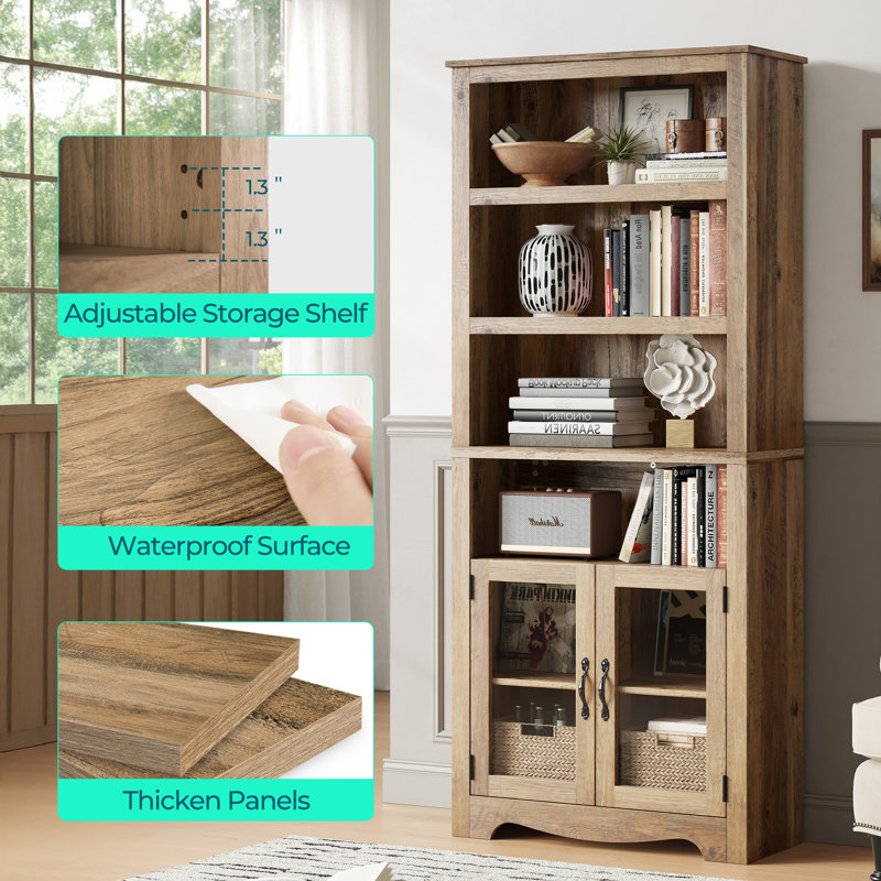 Meuble télé modulaire Callison Farmhouse, Bois brun, H 72 po x L 129 po x l 15,5 po