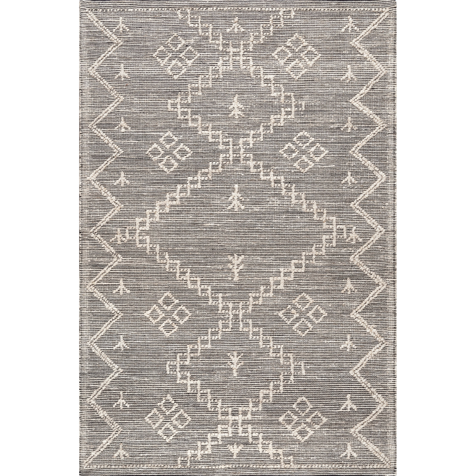 Handmade Beige/Black Rug, Rectangle 10' x 13'