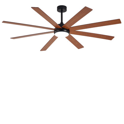 Ventilateurs de plafond de 66 po avec lumières, ventilateur de plafond intérieur / extérieur grain de bois avec télécommande APP, moteur à courant continu silencieux réversible à 8 pales à 6 vitesses