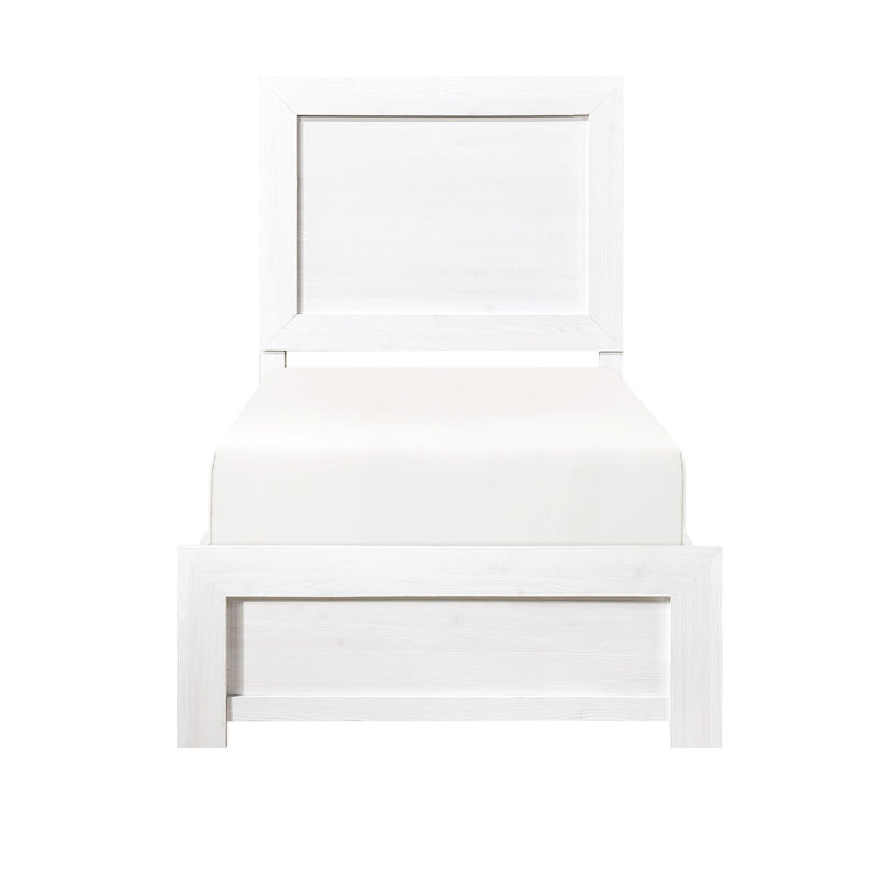 Lit simple blanc pour la chambre à coucher - fait de bois et de matériaux synthétiques avec base en placage requise, Blanc