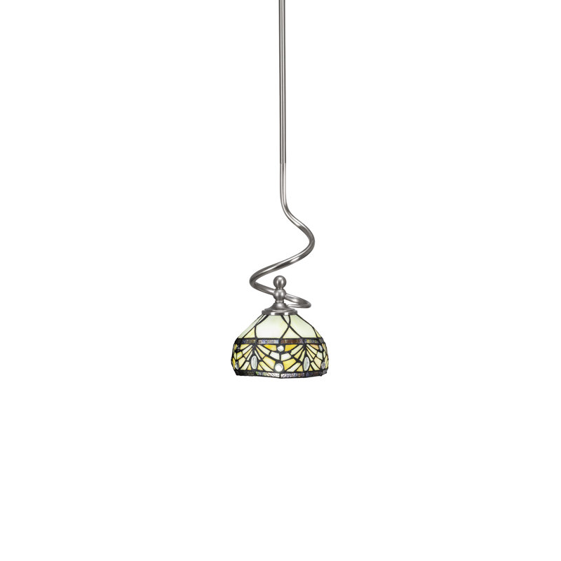 Mini-luminaire suspendu Capri avec verre d'art royal merlot de 7 po, Nickel brossé