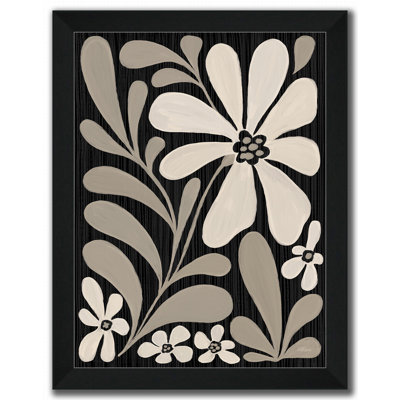 «Cream Modern Floral I», art mural encadré
