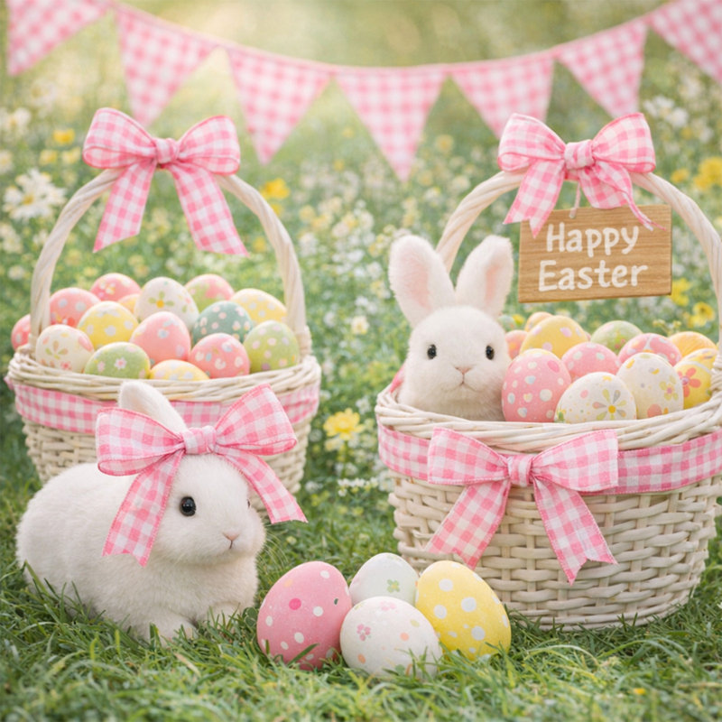 Rubans à motif œuf et lapin sur le thème du printemps de Pâques convenant à l'artisanat, D