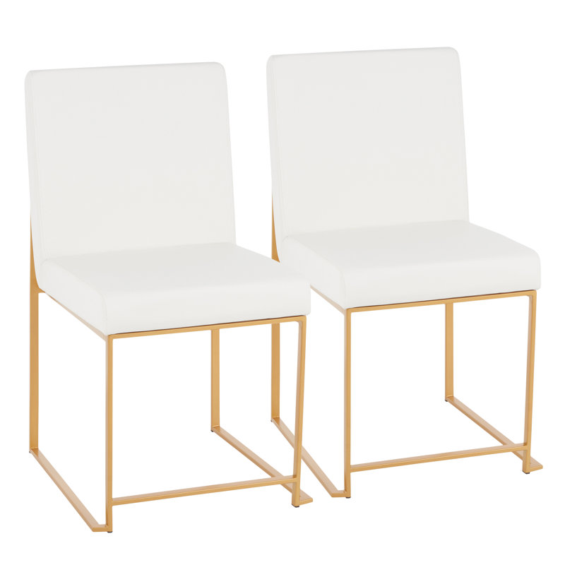 Chaise d'appoint Ernestine, Simili cuir blanc, Doré