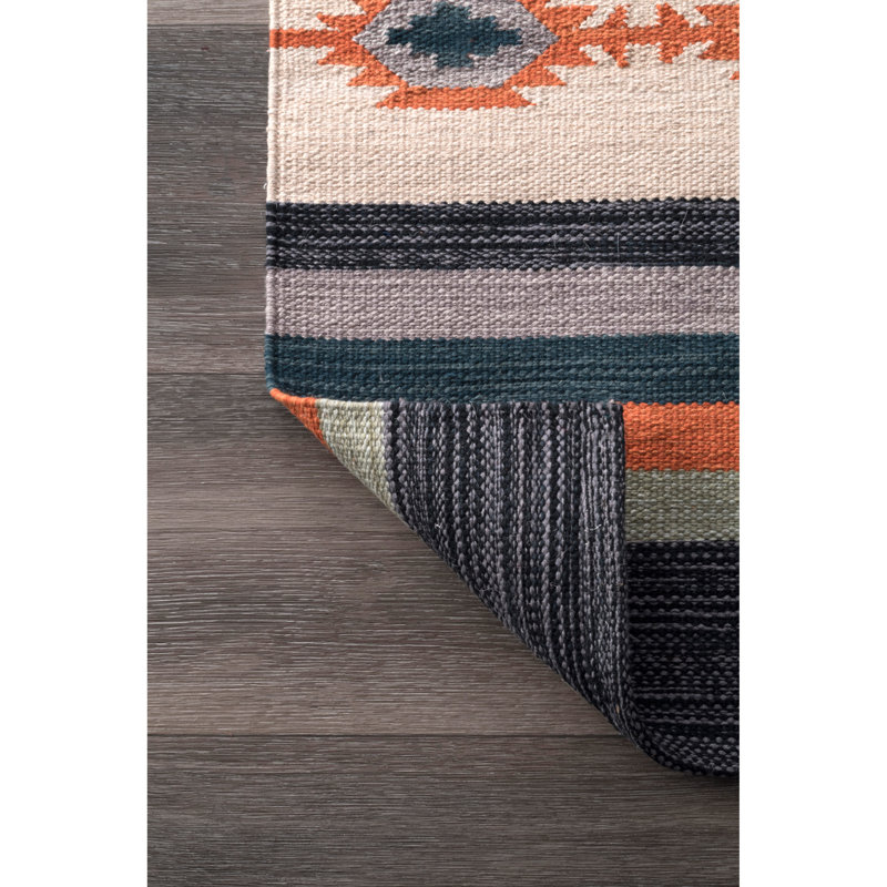 Tapis gris / orange Ilkay Southwestern, Rectangle 6 pi x 9 pi