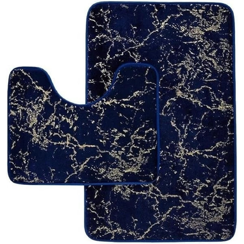Velvet Non-Slip Contour Mat, Navy