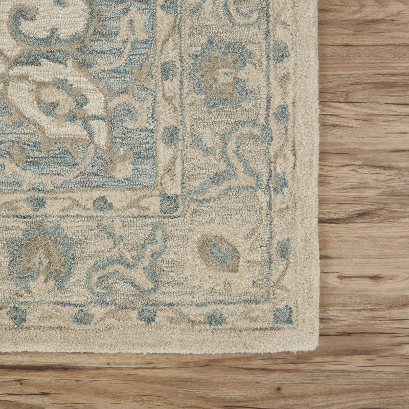 Tapis en laine naturel fait à la main Adelbert, Rectangle 7 pi 9 po x 9 pi 9 po