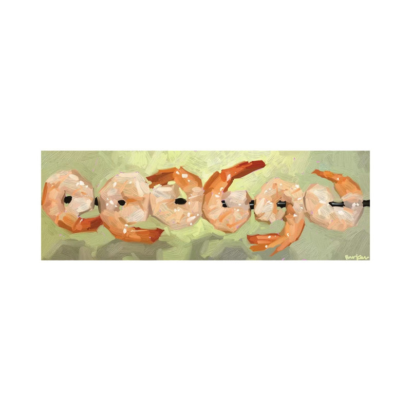 Dancing Shrimp by Teddi Parker - Wrapped Canvas Panoramic Painting, 30.48 cm H x 91.44 cm W x 3.175 cm D