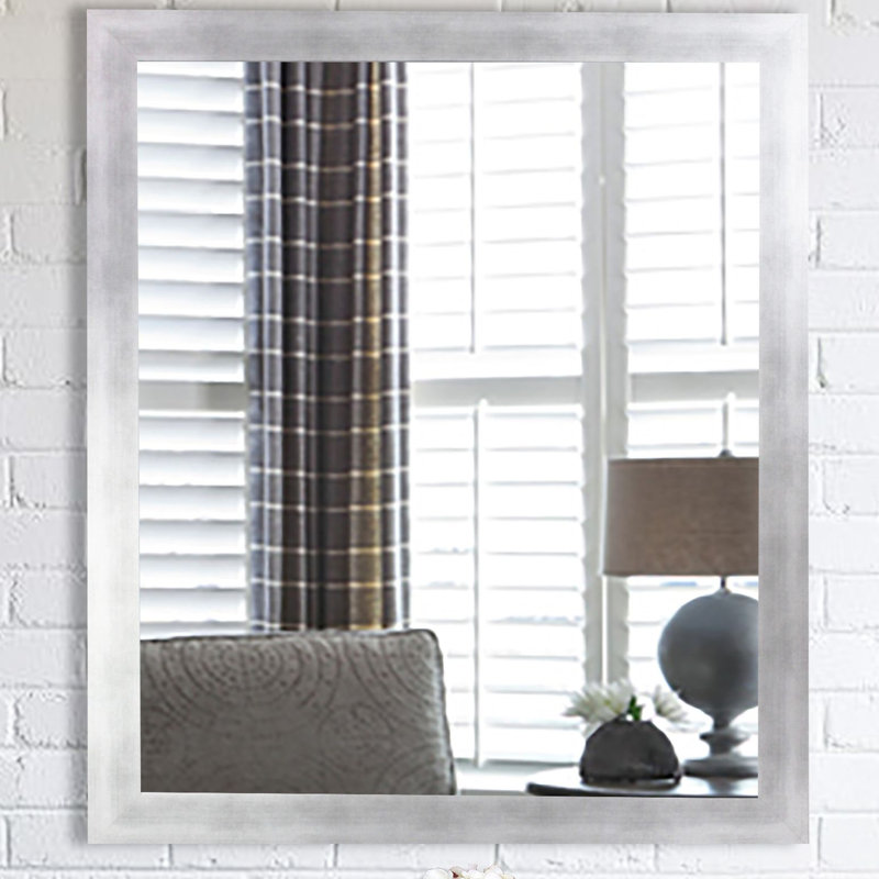Flat Wall Mirror, Silver, 17.5" H x 17.5" W
