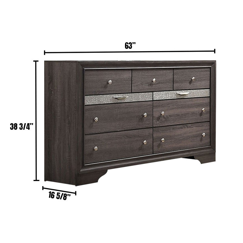 Commode 7 tiroirs l 63 po Chrissy, Brun