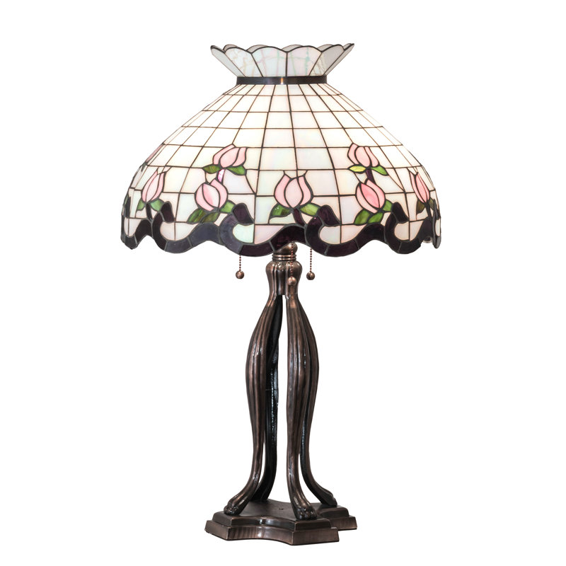 Lampe de table 32 "haute rose, H 32 po x l 20 po x P 20 po, Rose / Vert