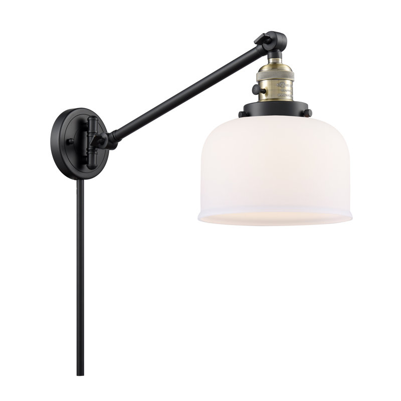 Bras pivotant en nickel satiné à 1 lumière à intensité variable Angelluis, Boîtier blanc mat