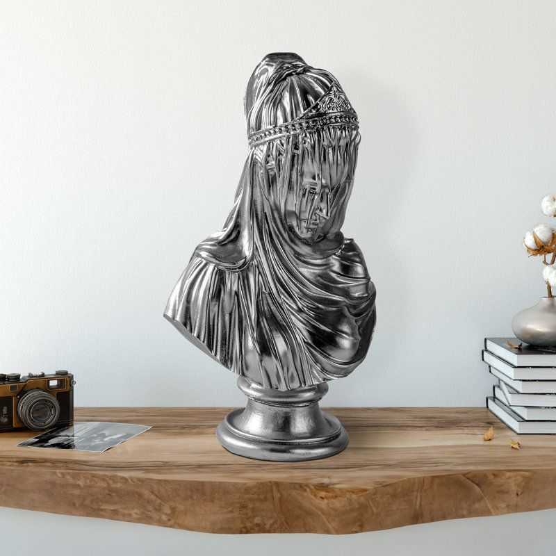 Objet décoratif peint à la main, argent, 7,9 x 13,8 x 5,9 pouces | Matériau 100% polyester, variations de couleurs uniques | Parfait pour la décoration intérieure et les accents élégants, accrocheur et élégant