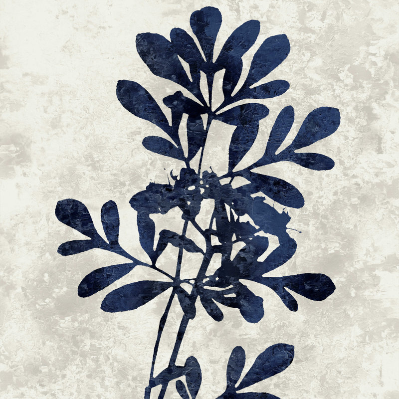 " Navy And Tan Floral 2 ", 30" H x 30" W x 1.25" D