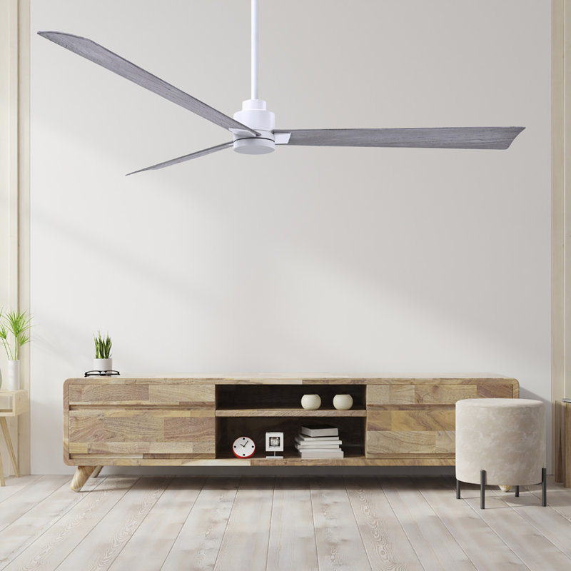 Ventilateur de plafond Alessandra 72, Blanc mat, Ton bois de grange