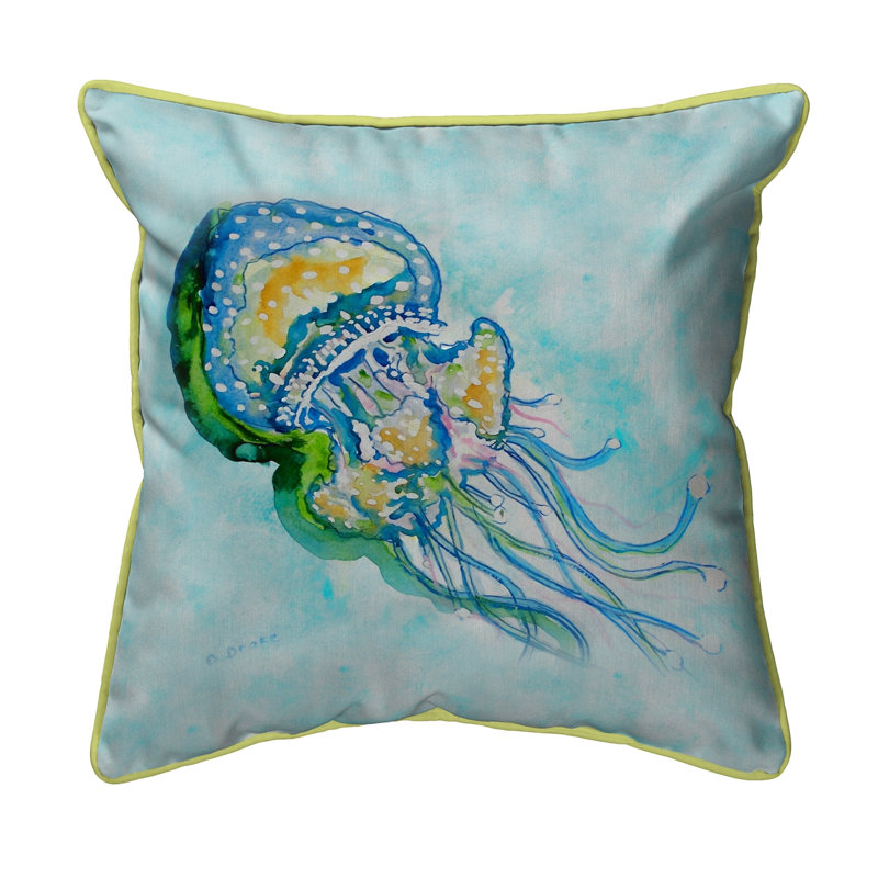 Housse et insert de coussin d'extérieur carré Jelly Fish, H 22 po x l 22 po