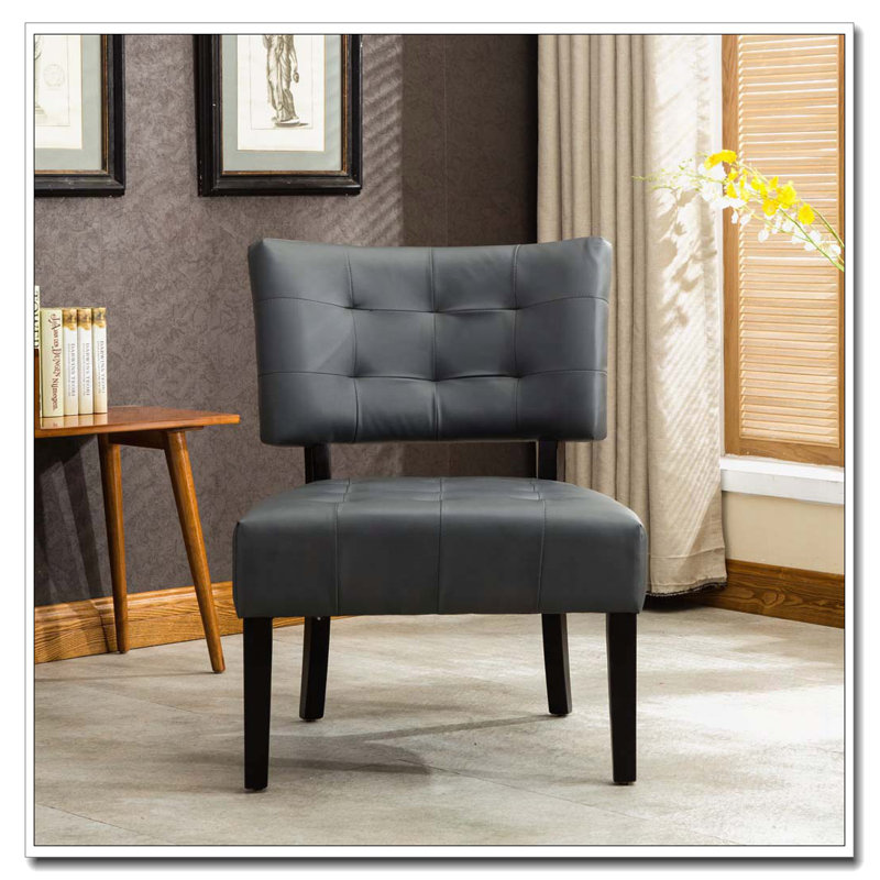 Fauteuil d'appoint capitonné en cuir avec sièges surdimensionnés, Gris