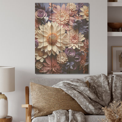 Populaire «Daisy Bloom Simple Beauty» - marguerites, art mural sur bois de pin naturel