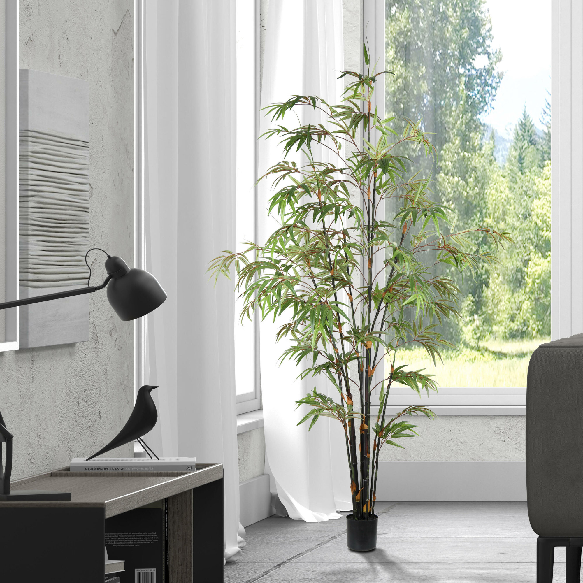 Faux Bamboo Tree in Pot, 72" H x 25" W x 25" D