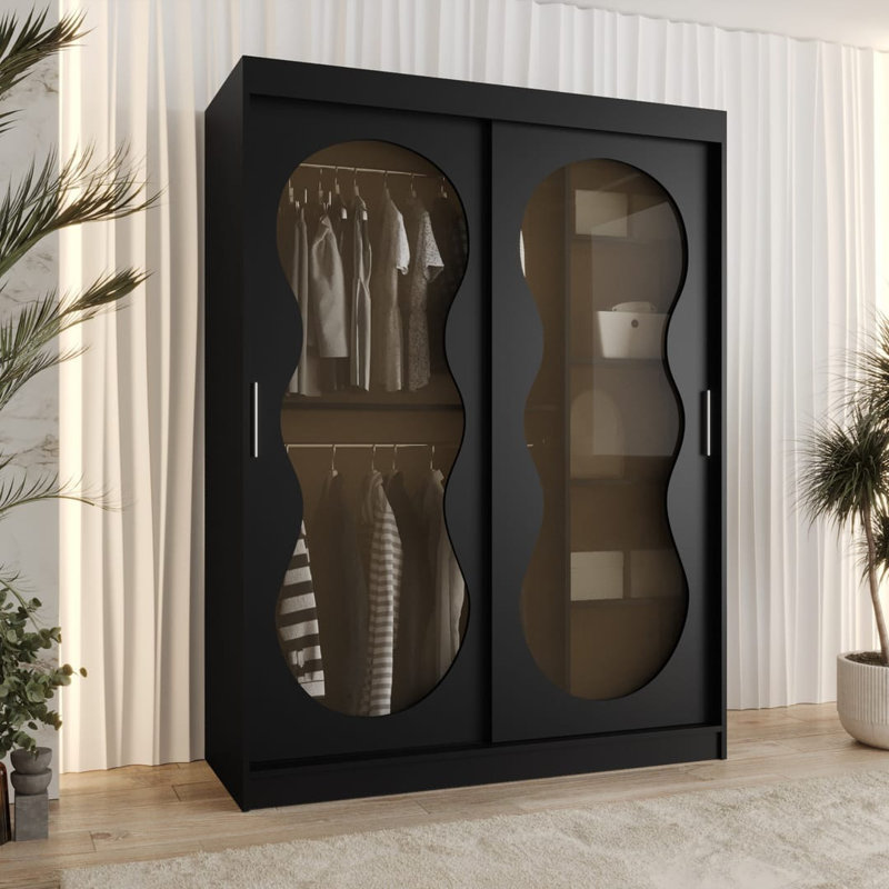 Sylina 2 Door Manufactured Wood Wardrobe, Black