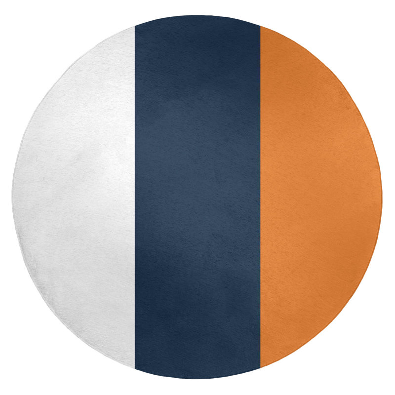 Tapis bleu/orange area, Rond 5 pi