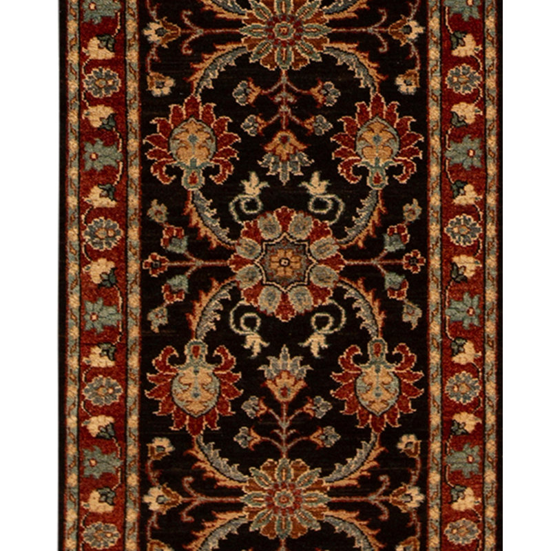 Tapis vert / brun / noir / rouge de haute qualité noué à la main