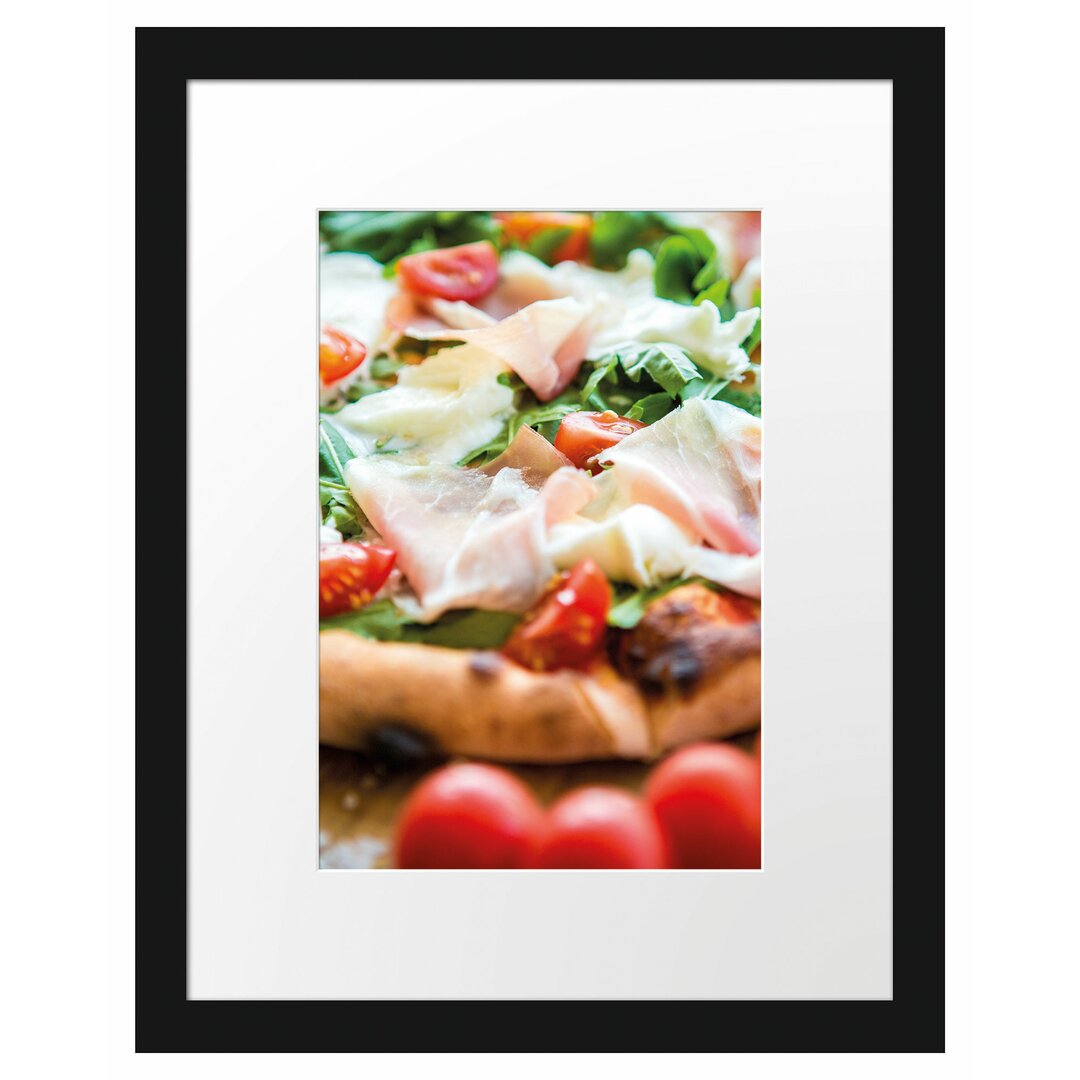 Gerahmtes Poster Pizza mit Parmaschinken