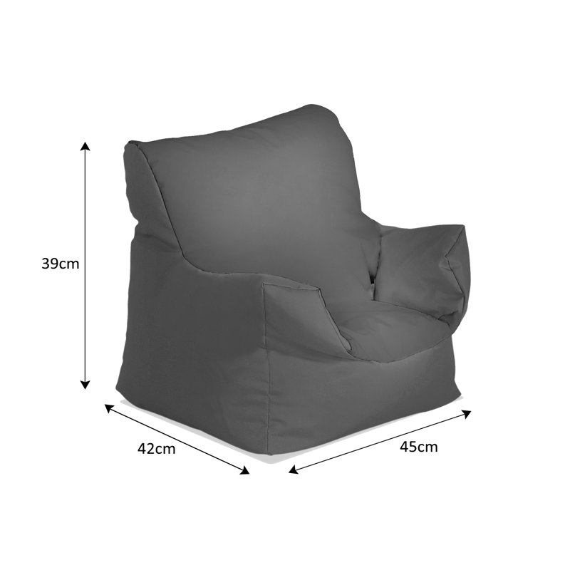 Polyester Outdoor Friendly Refillable Bean Bag Chair & Lounger, Grey