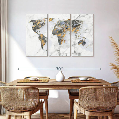 Carte du monde géo-marbre 3 pièces