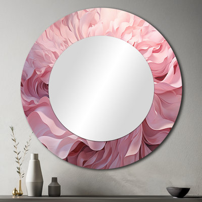 Pink Tender Twirl Spiral - Abstract Spirals Round Mirror Wall Decor