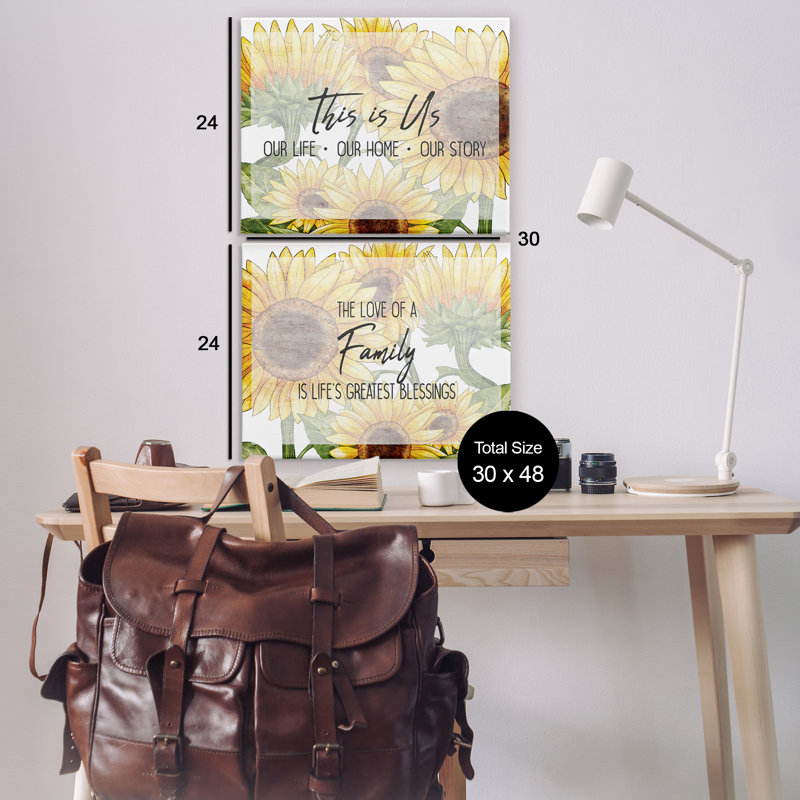 Ensemble d'art mural sur toile 2 pièces Uplifting Family Sentiments, design par Kim Allen, H 24 po x l 60 po