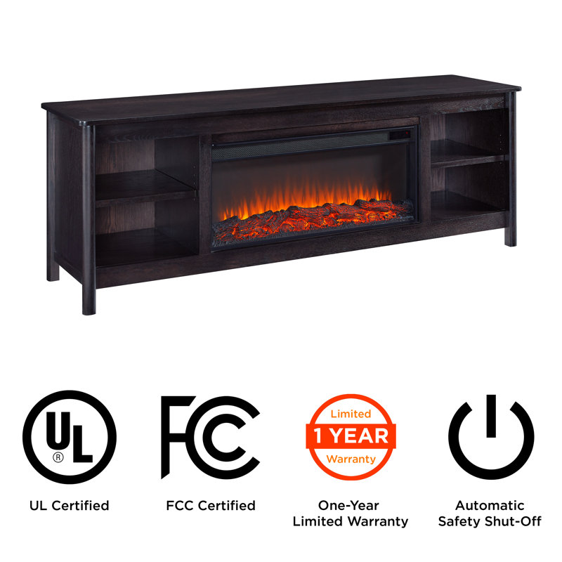 Kells 81" Electric Fireplace TV Stand, Dark Oak