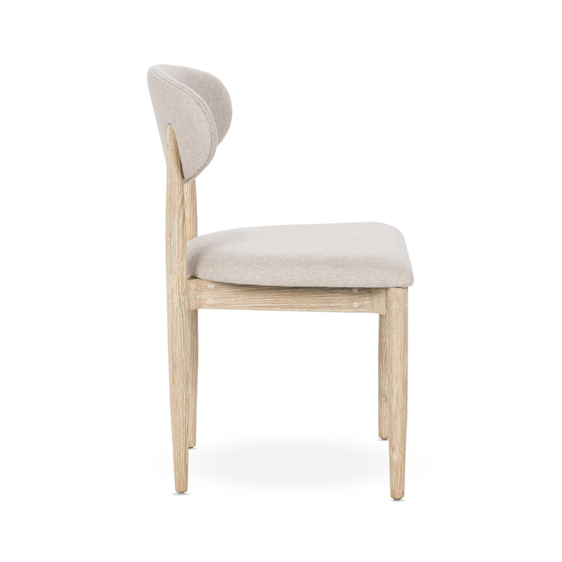 Vander Set of 2 Oak Wood Dining Chairs, Cream Washed