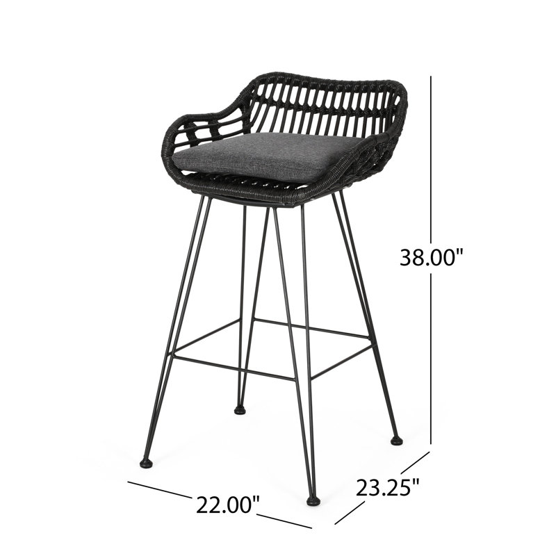 2 tabourets de bar avec coussins - Housses d'extérieur élégantes grises, 2