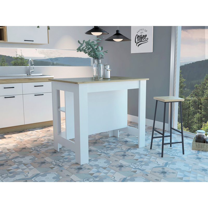 Îlot de cuisine antibactérien, trois tablettes, quatre pieds