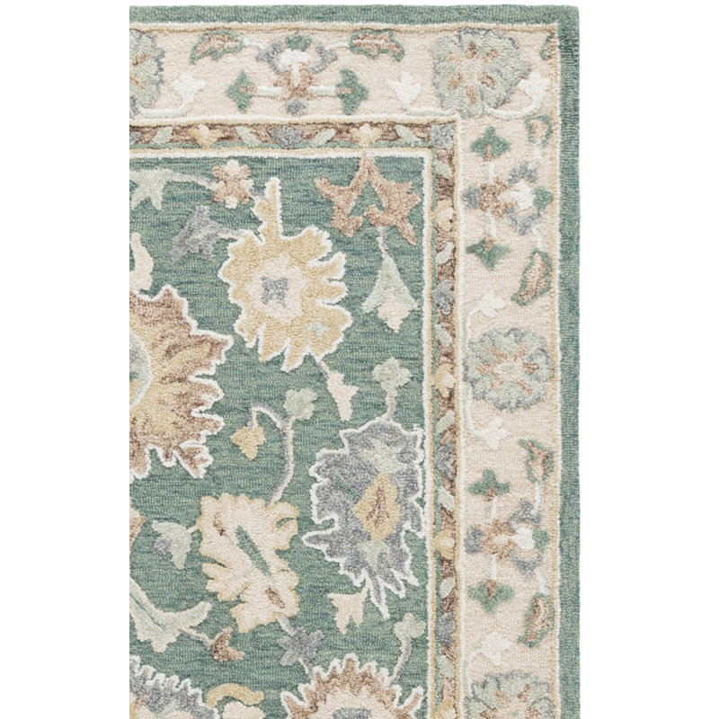 Tapis d'intérieur en laine et coton touffeté à la main ébène, Carré 6 pi 0 po x 6 pi 0 po